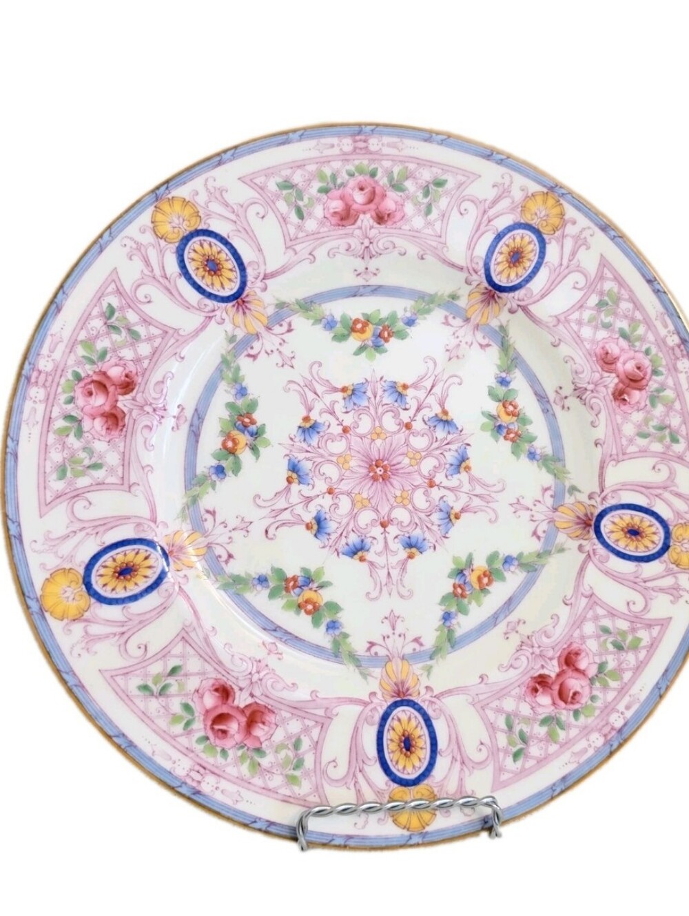 ROYAL WORCESTER Dinner Wall Plate Rare Pink Imari Hand Painted England